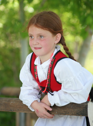 Girl in Norwegian Bunad Traditional Dress