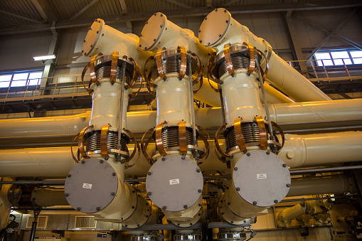 Complex gas-insulated switchgear inside Nuclear Power Plant