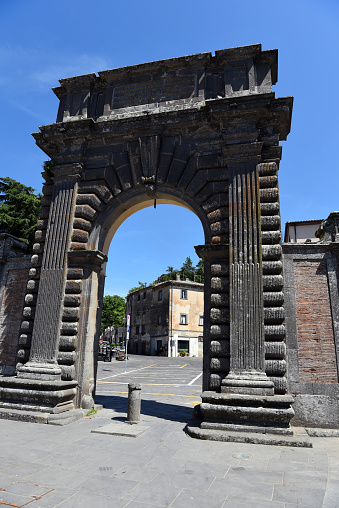 Albana monumental gate, dating back to 1589 bagnoregio viterbo italy