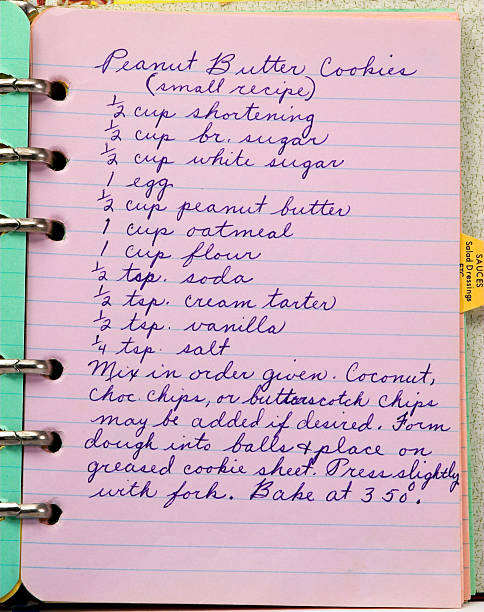Handwritten Cookie Recipe stock photo