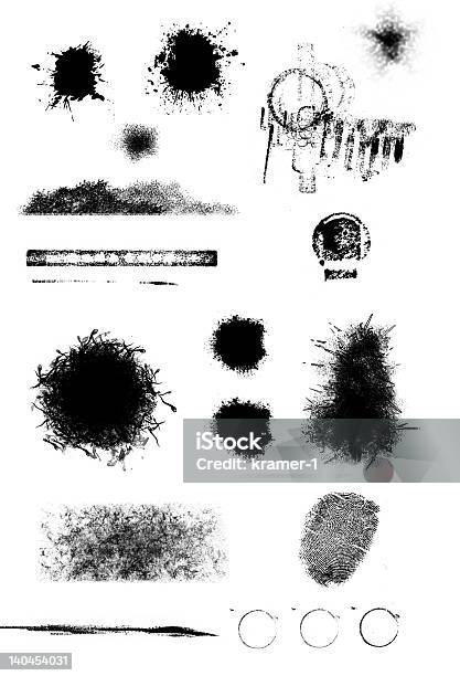 Grunge Elementi - Fotografie stock e altre immagini di Cerchio - Cerchio, Colore nero, Inchiostro