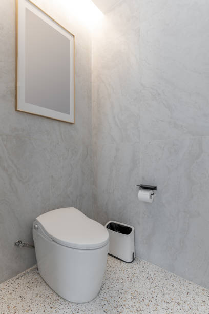 istock Toilet bowl in clean and bright bathroom 1404544135