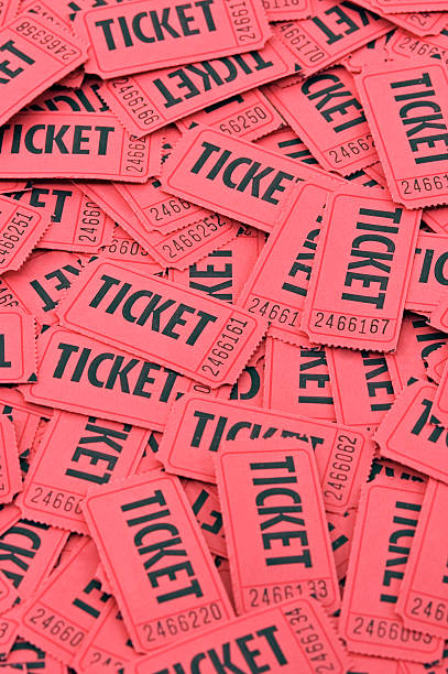 Pile of Red Tickets - Vertical stock photo
