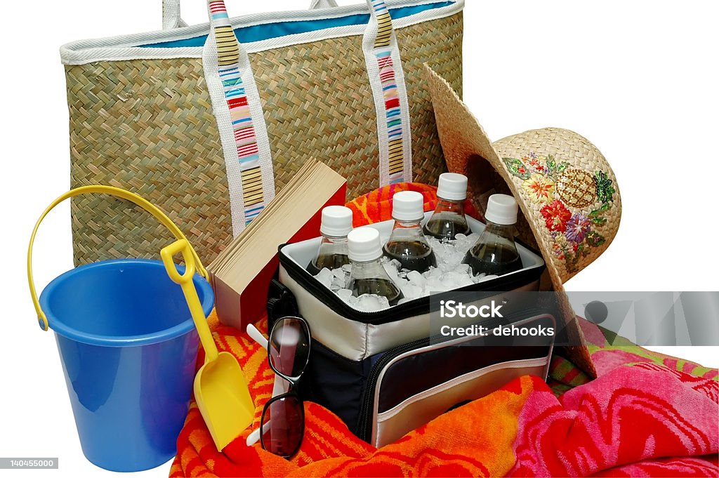 Elementi di spiaggia isolati - Foto stock royalty-free di Borsa termica