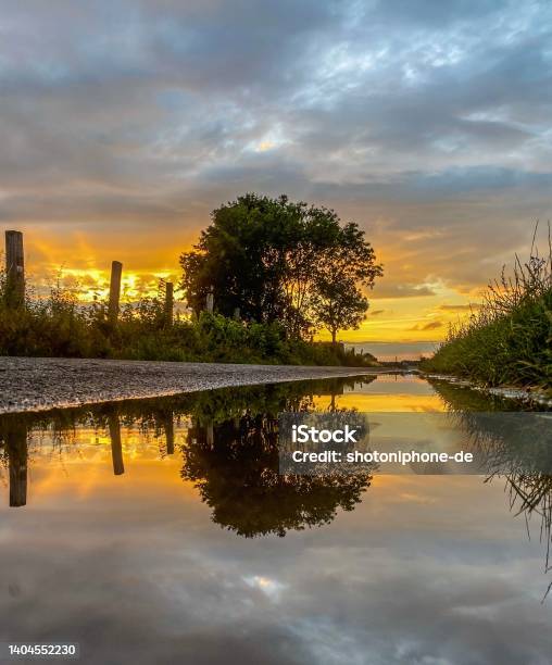 Sunset Reflection Stock Photo - Download Image Now - Backgrounds, Beauty In Nature, Brand Name Smart Phone