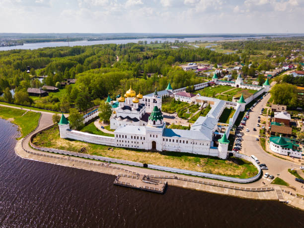 Aerial view of ancient Ipatiev monastery of Kostroma in Russia