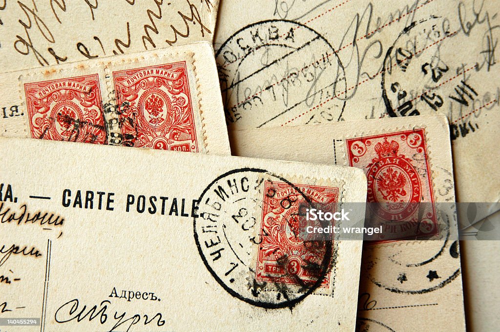 Vecchie cartoline russo - Foto stock royalty-free di Alfabeto cirillico