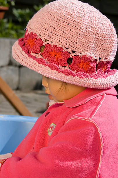 little girl with hat stock photo