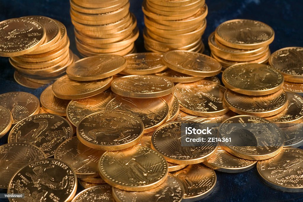 Nota de Cinquenta Dólares de ouro liberdade moedas - Royalty-free Abundância Foto de stock