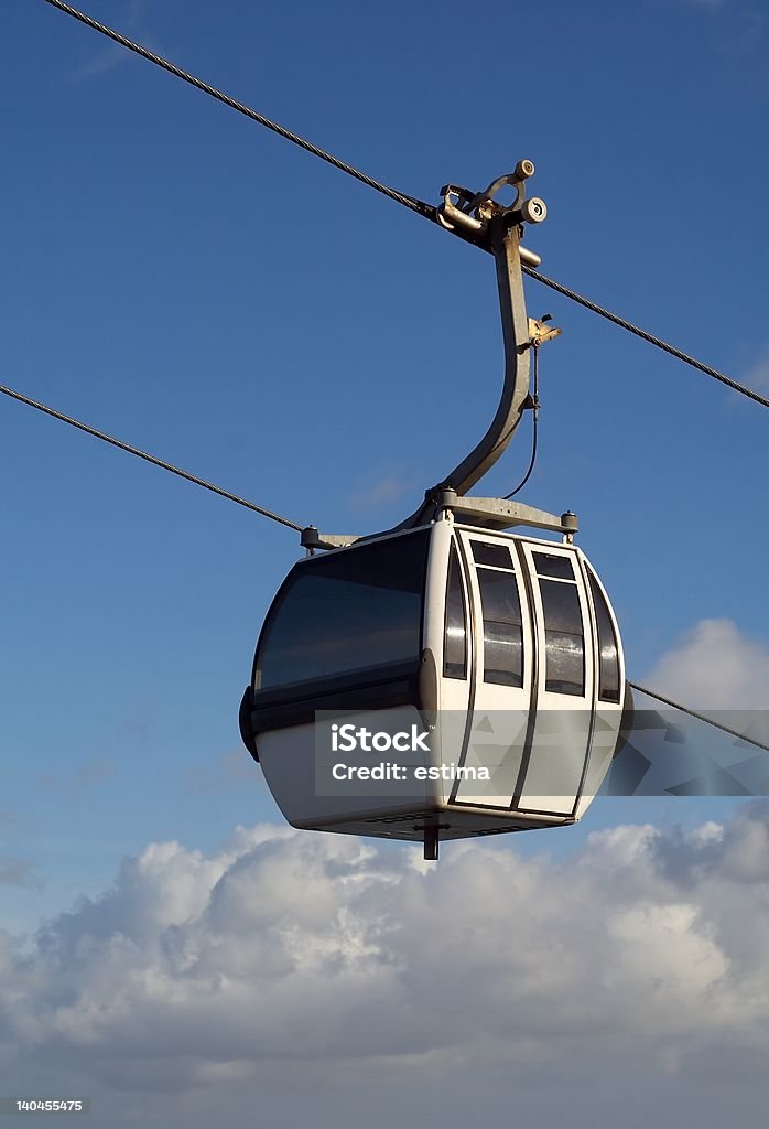 Cable-car A cable-car with a blue background Aerial View Stock Photo