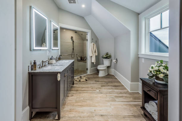 istock Upstairs bathroom with his and hers vanity sinks 1404563548