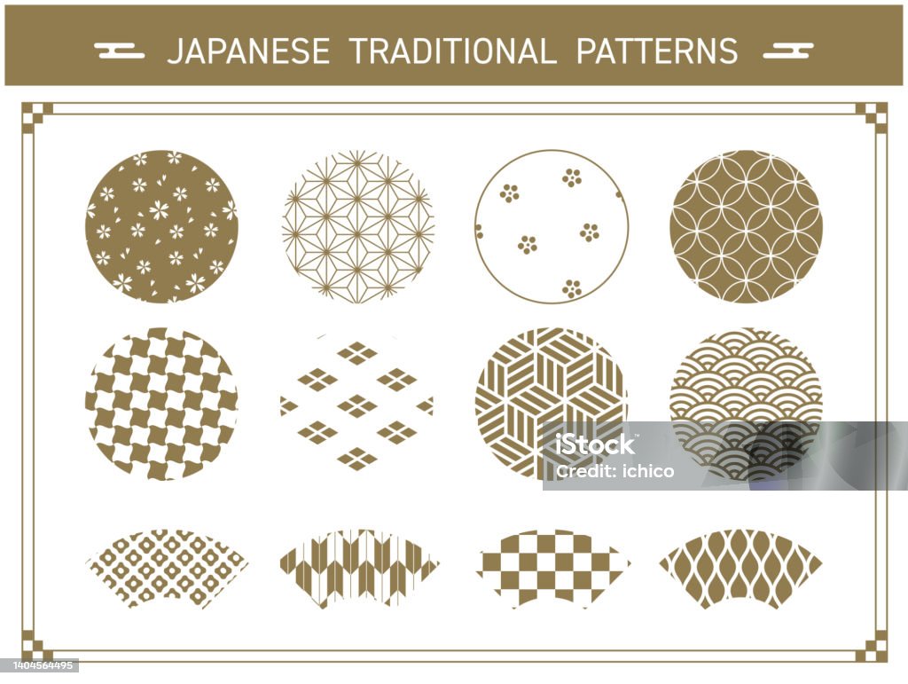 Golden Japanese Pattern Vector Set Stock Illustration - Download Image ...