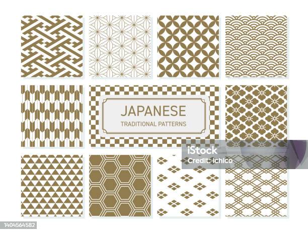 Golden Japanese Pattern Vector Set Stock Illustration - Download Image ...