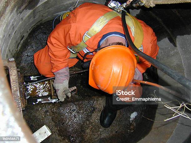 Manhole Man Stock Photo - Download Image Now - Manhole, Men, Pipe - Tube