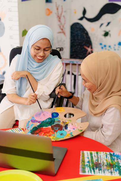 istock Muslim Female Art Teachers Teaching Online Workshop 1404565447