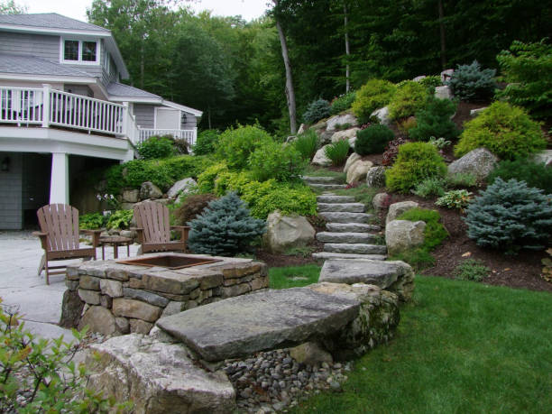 istock Gorgeous landscaping on a tiered yard and garden 1404565583