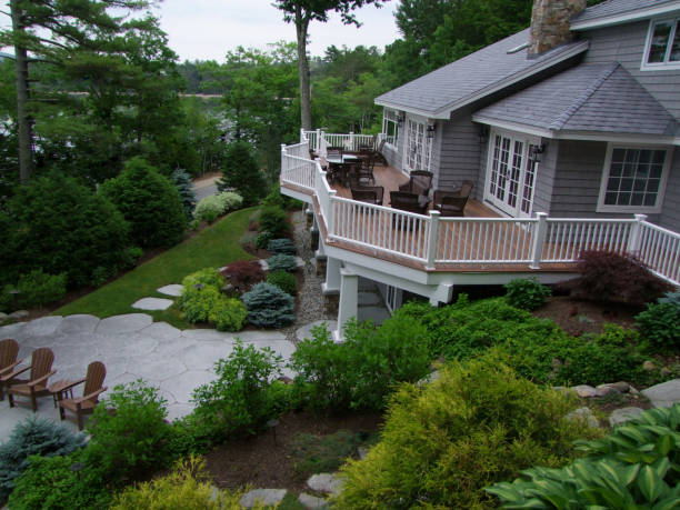 istock Gorgeous landscaping on a tiered yard and garden 1404565584