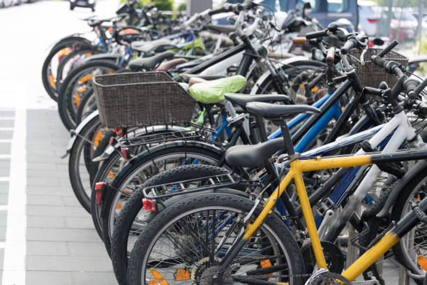 istock many different colorful bicycles parked public place 1404569354