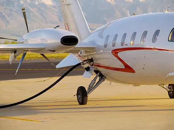 Piaggio Avanti P180 personal business aircraft being refueled 