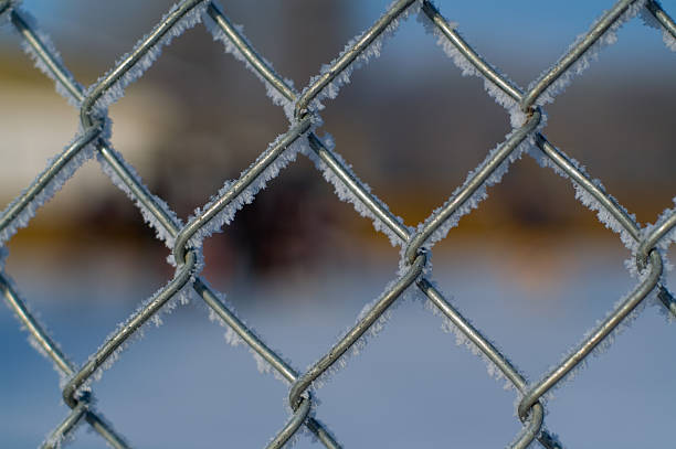 Frosted Chain Link Fence stock photo