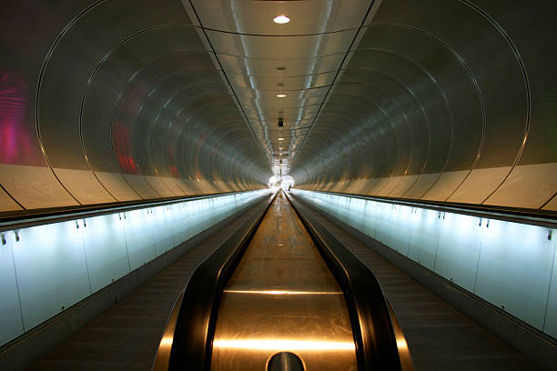 Colorful light in escalator