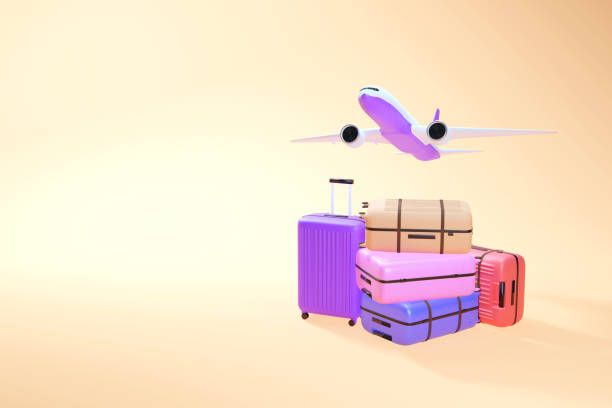 istock The plane flew over a large pile of luggage,3D rendering 1404576875