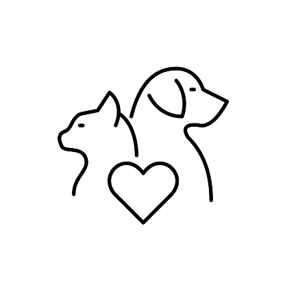Pet friendly product. Animal care label. Pixel perfect, editable stroke line icon