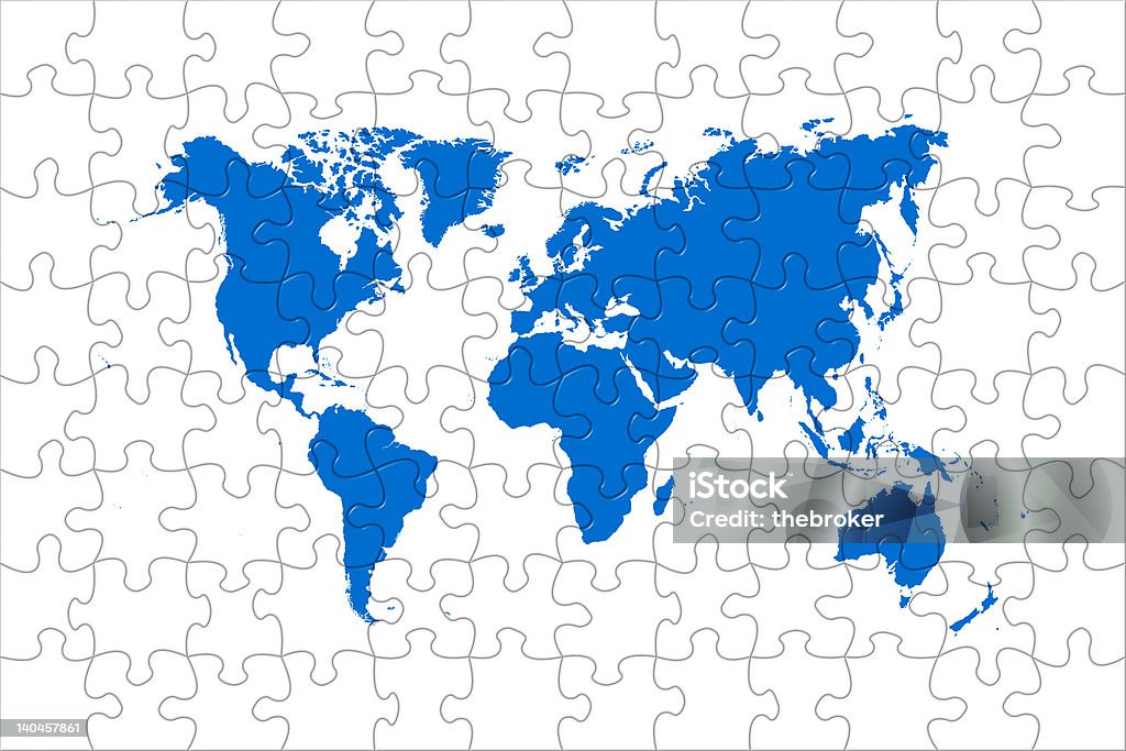 Puzzle mondo mappa - Foto stock royalty-free di Planisfero