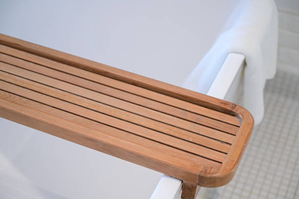 istock white towels put on bathtub in the bathroom 1404579484