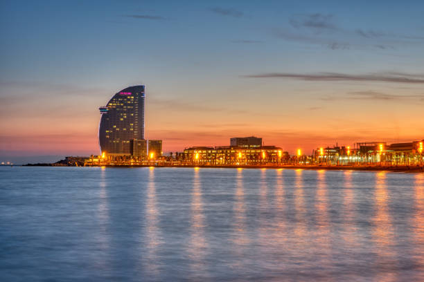 istock Barceloneta beach in Barcelona after sunset 1404581505