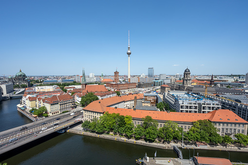The center of Berlin with the famous TV Tower on a sunny day