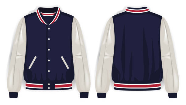 varsity куртка макет векторная иллюстрация - buttoning stock illustrations