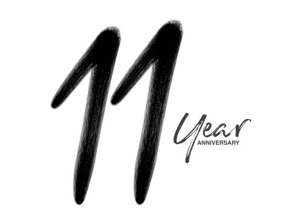 istock 11 Years Anniversary Celebration Vector Template, 11 Years  logo design, 11th birthday, Black Lettering Numbers brush drawing hand drawn sketch, number logo design vector illustration 1404589745