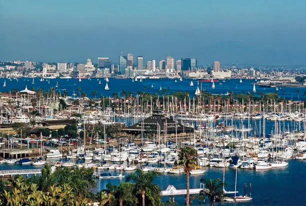 Downtown San Diego and Shelter Island, California