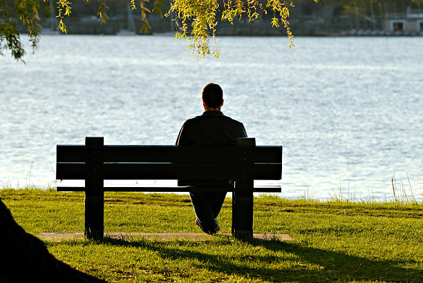 solo - contemplation silhouette tree men fotografías e imágenes de stock