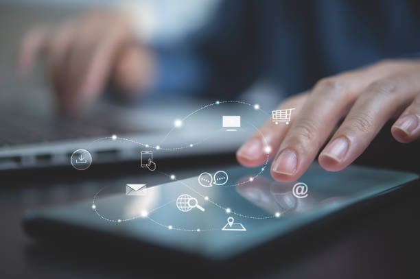 istock Digital marketing, social media advertisement, E-commerce, online shopping, IoT Internet of Things concept 1404592031
