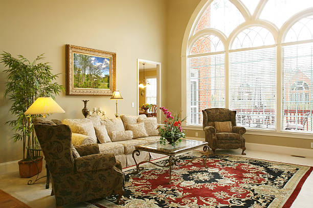 istock Beautiful Family Room with Arched Window 140459223