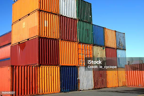 Containers Waiting To Be Loaded Stock Photo - Download Image Now - Cargo Container, Commercial Dock, Container