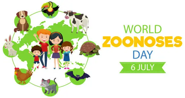 Vector illustration of World zoonoses day banner design