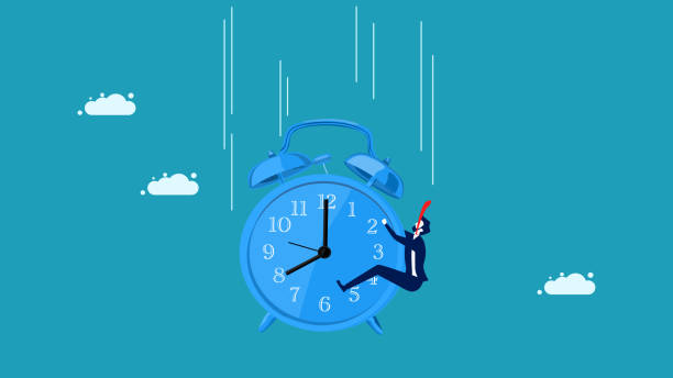 istock Waste of time. The clock fell from the sky. business concept vector 1404593383