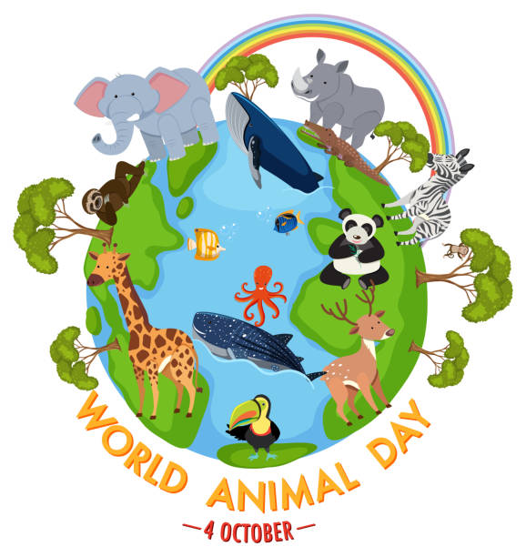 istock World Animal Day banner with wild animals 1404595610