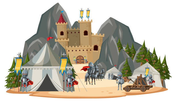 istock Isolated landscape of medieval army camp 1404595620