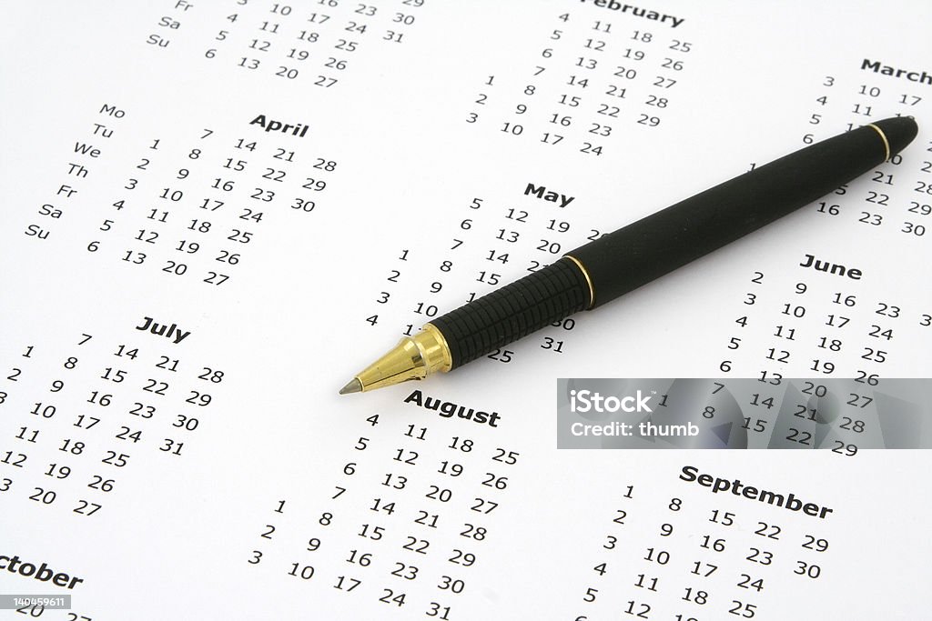 calendar and ballpoint pen #2 close-up of simple white yearly calendar page and ballpoint pen, see also: 2008 Stock Photo