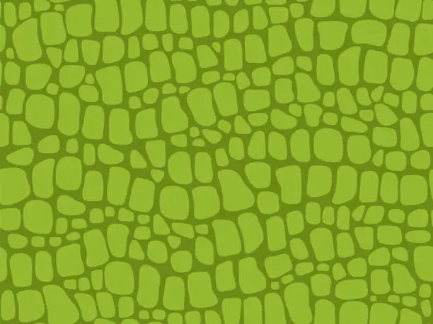 Vector illustration of Alligator skin texture. Seamless crocodile pattern, green reptile and wild tropical animal lether vector background