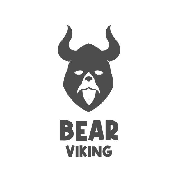 einfaches wikinger-bärenkopf-symbol - viking mascot warrior pirate stock-grafiken, -clipart, -cartoons und -symbole