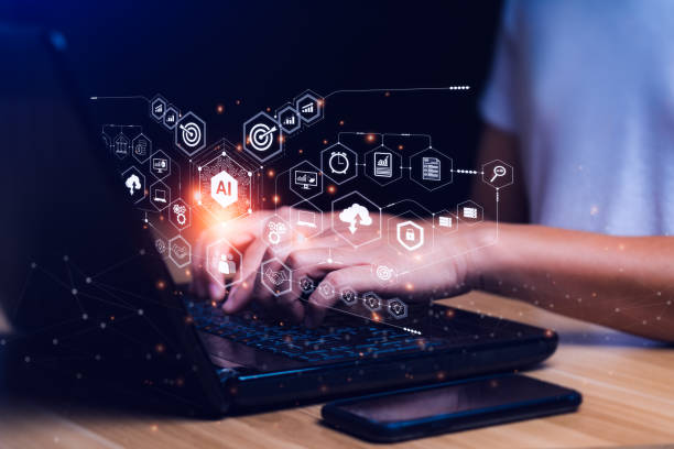istock Businessmen experience the operation of artificial intelligence systems.(AI) Future technology virtual screen interface. Innovative IoT network connectivity, Digital transformation 1404602342