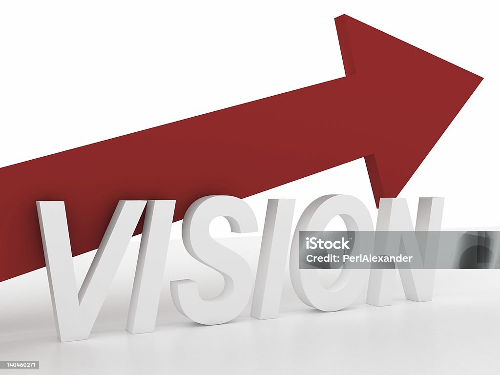 Vision is that way 3D Vision sign with big arrow pointing to the direction Achievement Stock Photo