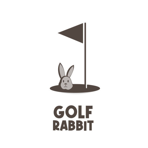 illustrations, cliparts, dessins animés et icônes de trou de golf et lapin illustration simple - golf golf swing putting cheerful