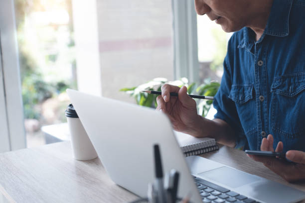 istock Business man online working from home office 1404603411