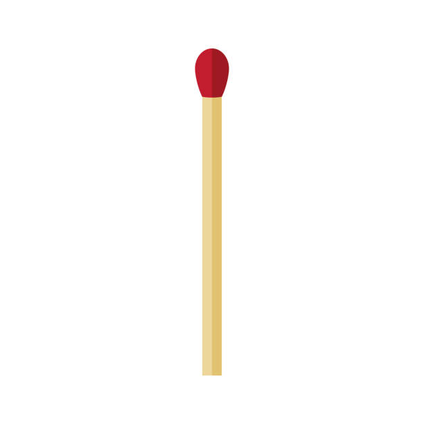 A Colored Match A Match Is A Stick Made Of Combustible Material Equipped  With An Incendiary Head Which Serves To Produce An Open Fire Vector  Illustration Isolated On A White Background For